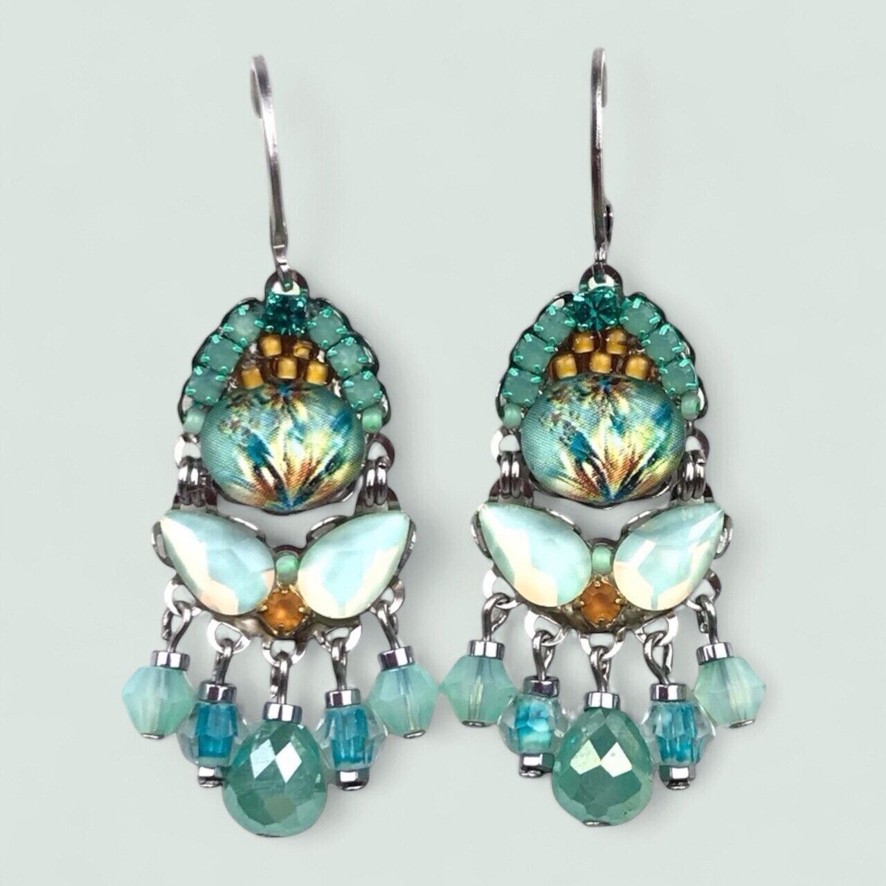 Handgefertigte Aurora Borealis Kristallohrringe