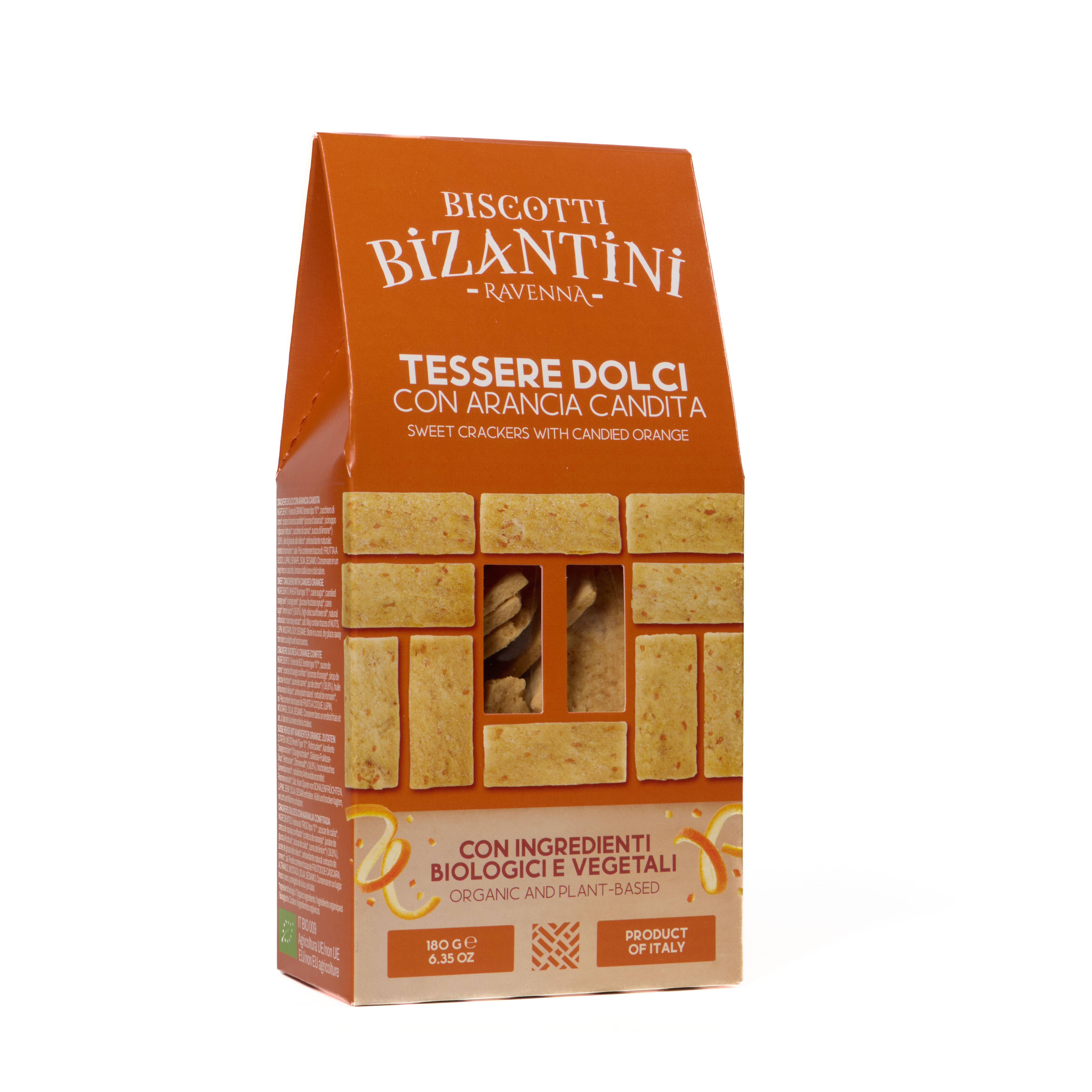 Organic, vegan, artisanal Byzantine biscuits with candied orange cracker 180g