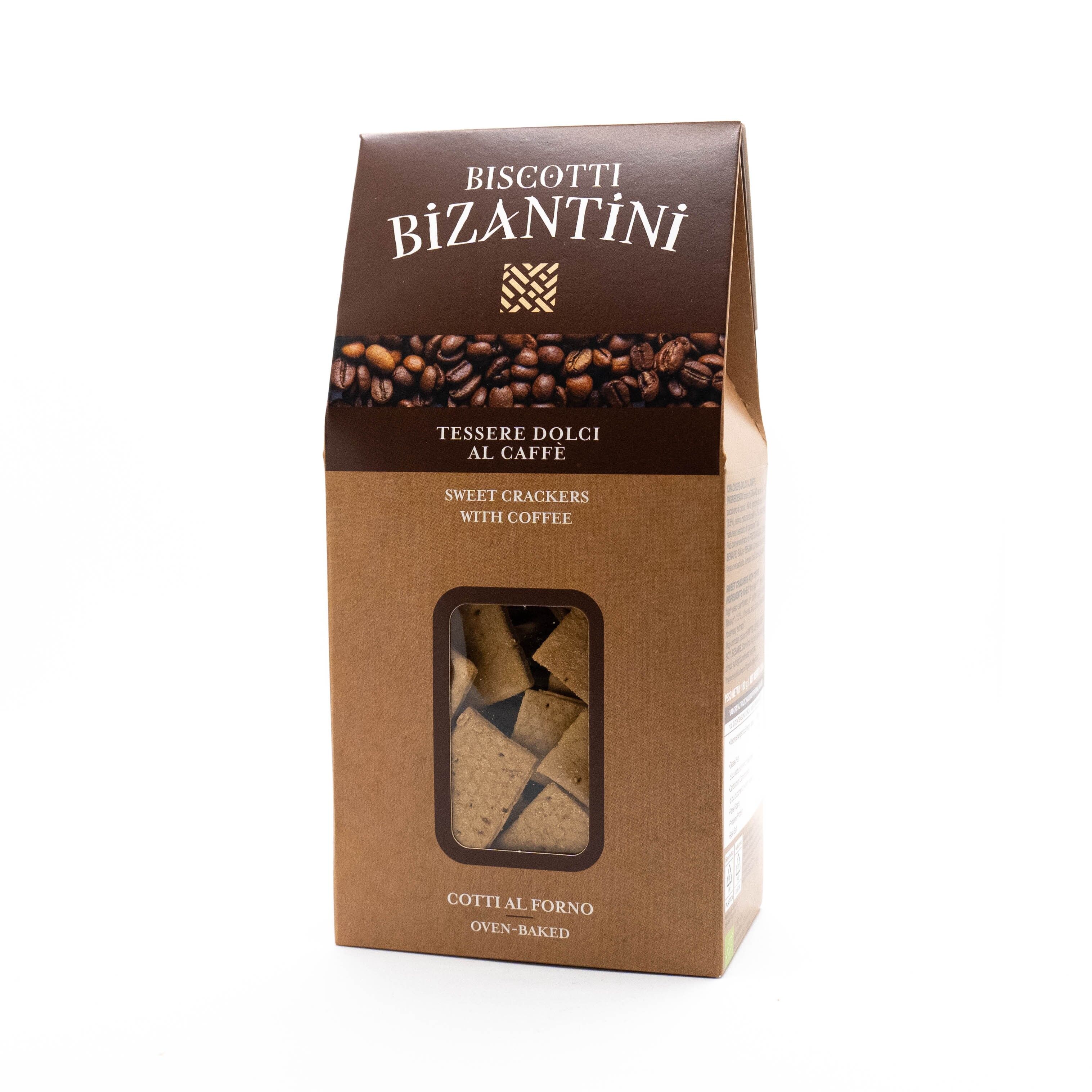 Biscotti Bizantini dolci biologici artigianali sottili a forma di tessera al gusto caffe 180g
