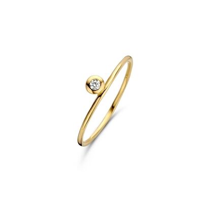 Silver ring 4.3x19.3mm round zirconia gold plated