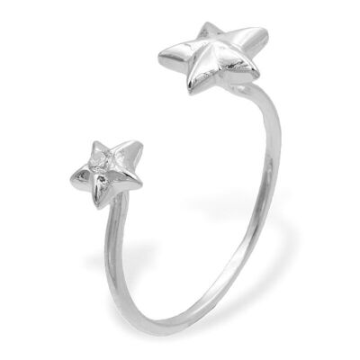 Silver ring open star 7.5x20.7mm with zirconia