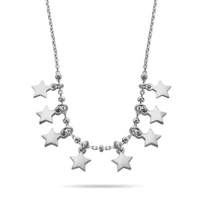 Collar de plata con estrellas 38+5cm rodiado