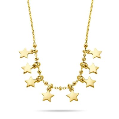 Collar de plata con estrellas 38+5cm chapado en oro