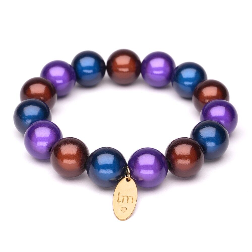 Bracciale LizzyMae Blu Navy Viola scuro Marrone 14mm