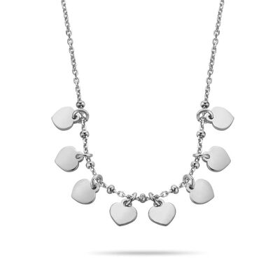 Collana in argento con cuori 38+5cm rodiato