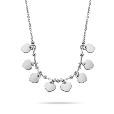 Silver necklace with hearts 38+5cm rhodium plated
