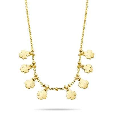 Silver necklace with clovers 38+5cm gold plated