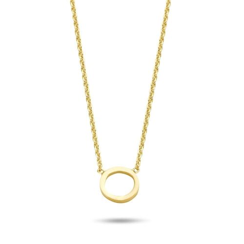 Silver necklace with open round element 38+5cm gold plated