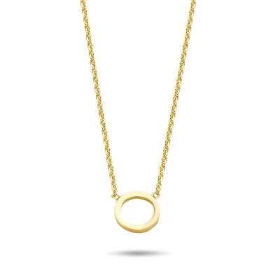 Silver necklace with open round element 38+5cm gold plated