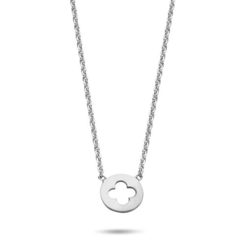 Silver necklace with clover 38+5cm rhodium plated