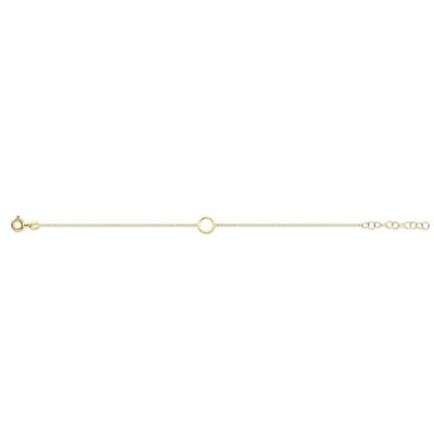Bracelet en argent avec élément rond ouvert 16,5+3cm plaqué or