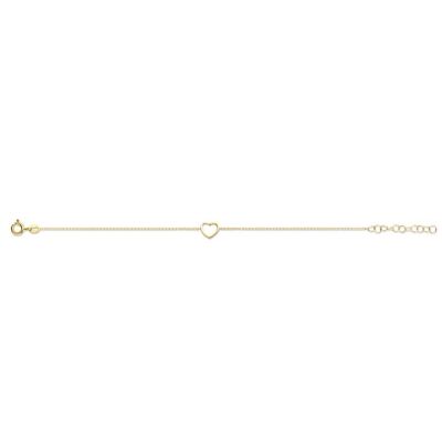 Bracelet en argent avec coeur ouvert 16,5+3cm plaqué or
