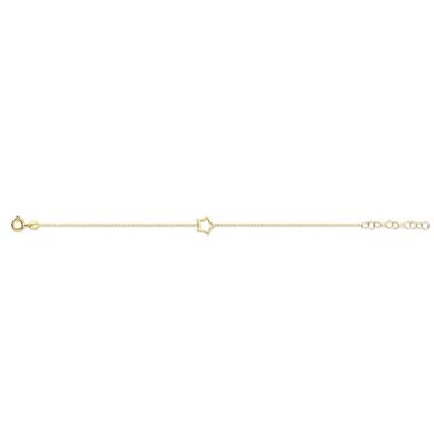 Bracelet en argent avec étoile ouverte 16,5+3cm plaqué or