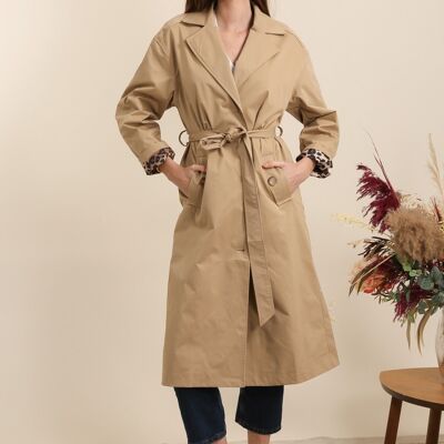 Trench-coat long avec col à revers