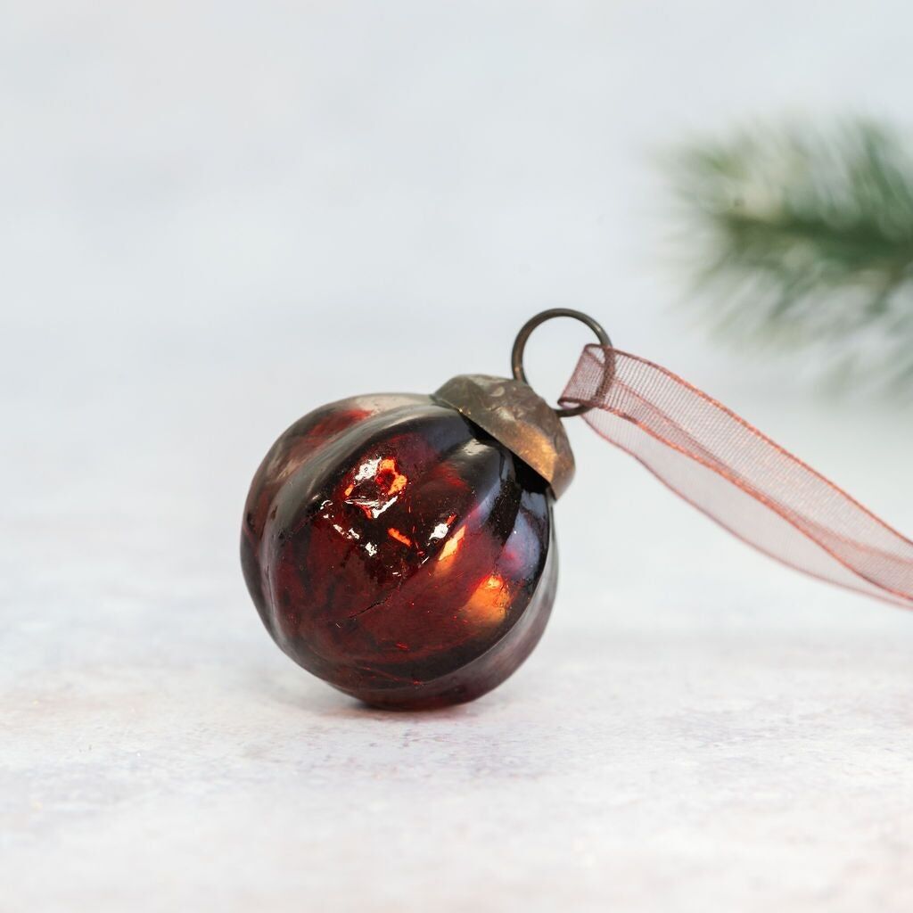 Lot de 6 petites boules de côtes de 1" au vin craquelé