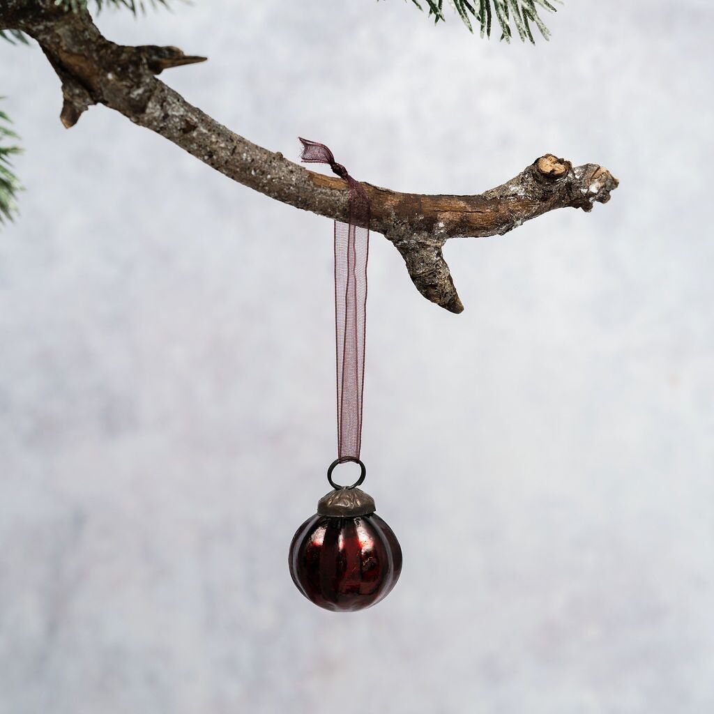 Set of 6 Small 1" Wine Crackle Rib Balls