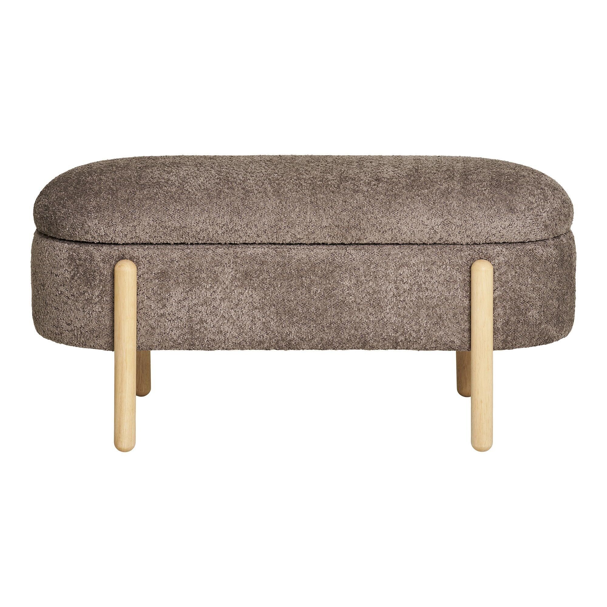 Branca Bench - Banco con almacenaje, bouclé, marrón/natural, HN1237
