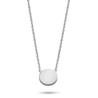 Collana in argento con elemento tondo 38+5cm rodiato