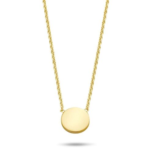 Silver necklace with round element 38+5cm gold plated