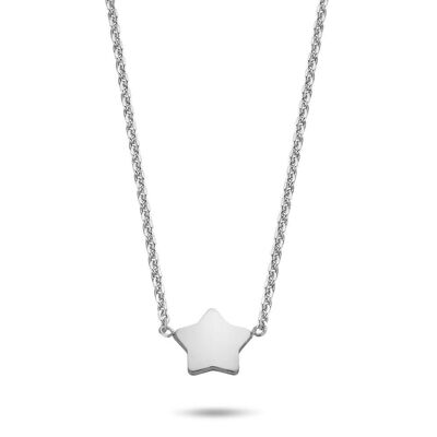 Silver necklace with star 38+5cm rhodium plated