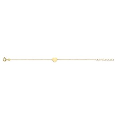 Pulsera de plata con corazón 16,5+3cm chapada en oro