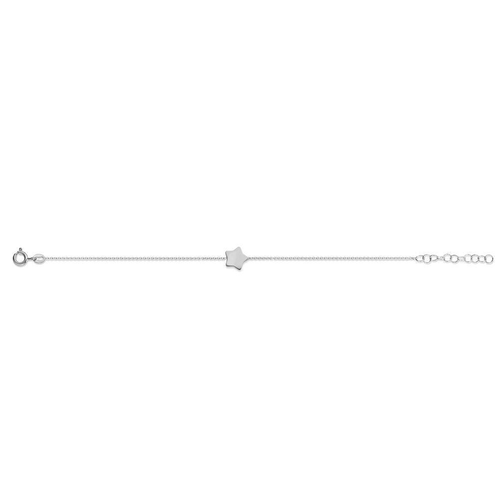 Silver bracelet with star 16.5+3cm rhodium plated