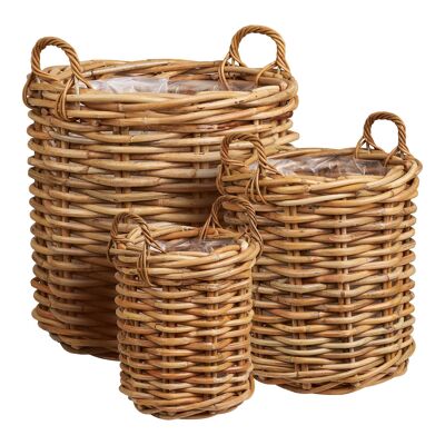 Burton Baskets - Paniers, rotin kubu, naturel, lot de 3