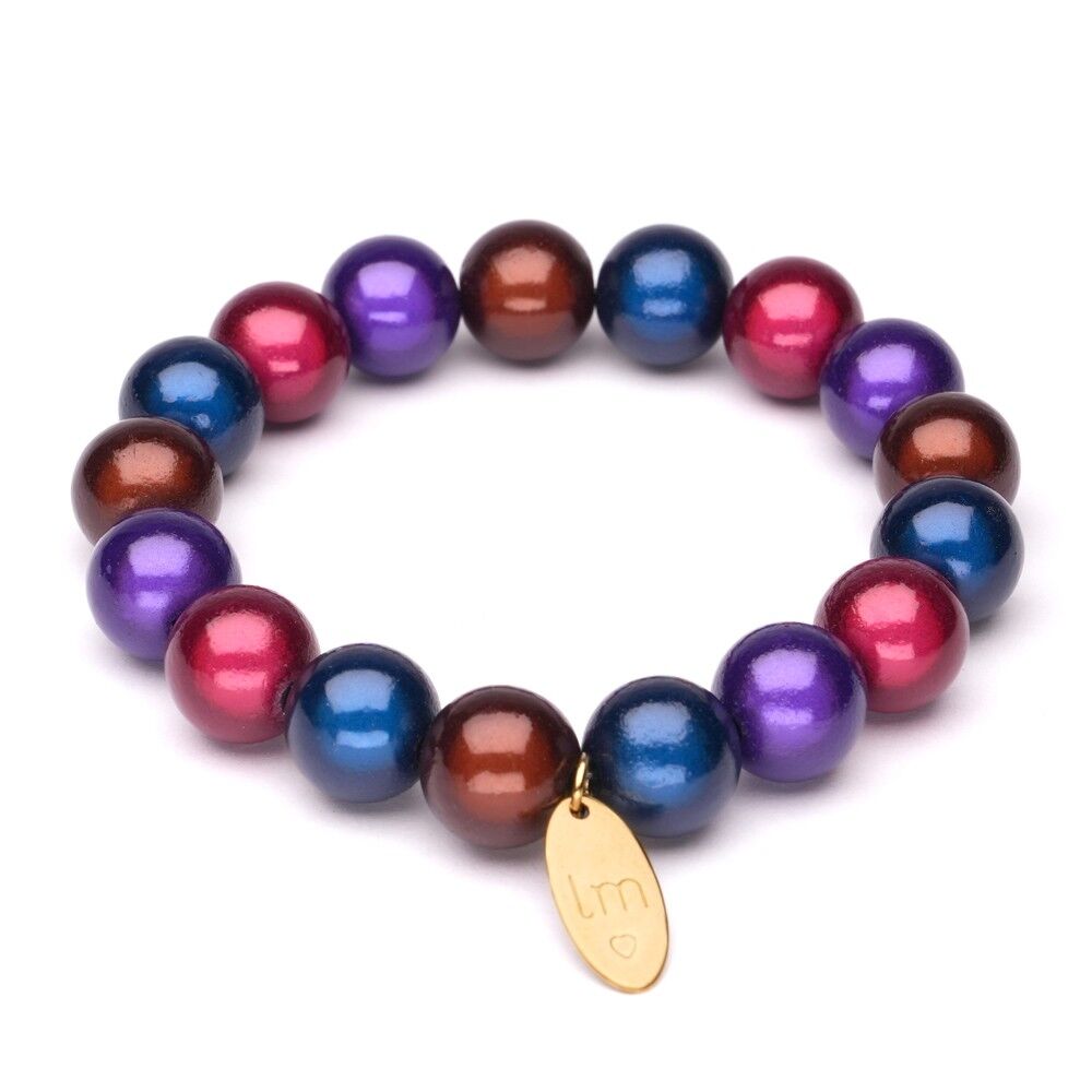 LizzyMae Bracciali Blu Navy Rosso Viola Scuro Marrone 12mm