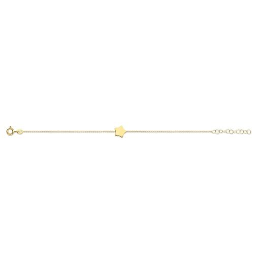 Silver bracelet with star 16.5+3cm gold plated