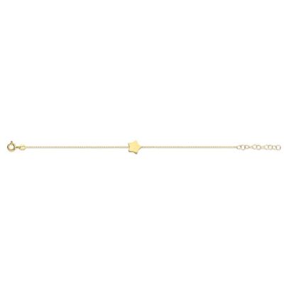 Bracelet en argent avec étoile 16,5+3cm plaqué or