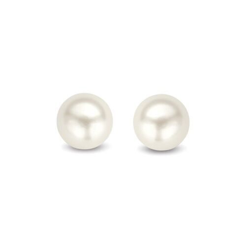 Silver earstuds 4mm synthetic pearl rhodium plated