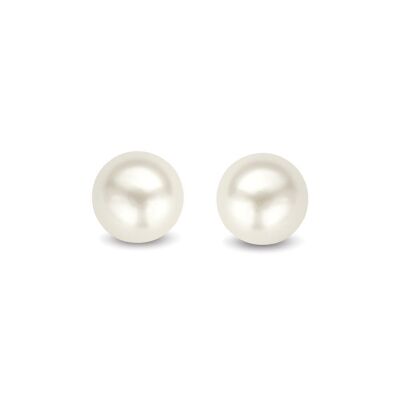 Orecchini a bottone in argento 4mm perla sintetica rodiata