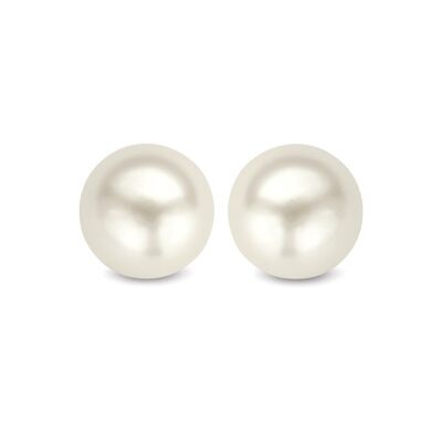 Orecchini a bottone in argento 5,5 mm perla sintetica rodiata