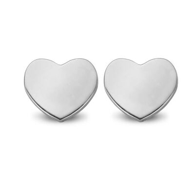 Silver earstuds heart rhodium plated