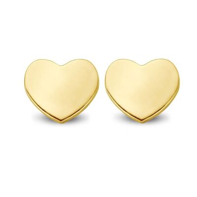 Orecchini a bottone in argento a cuore placcato oro
