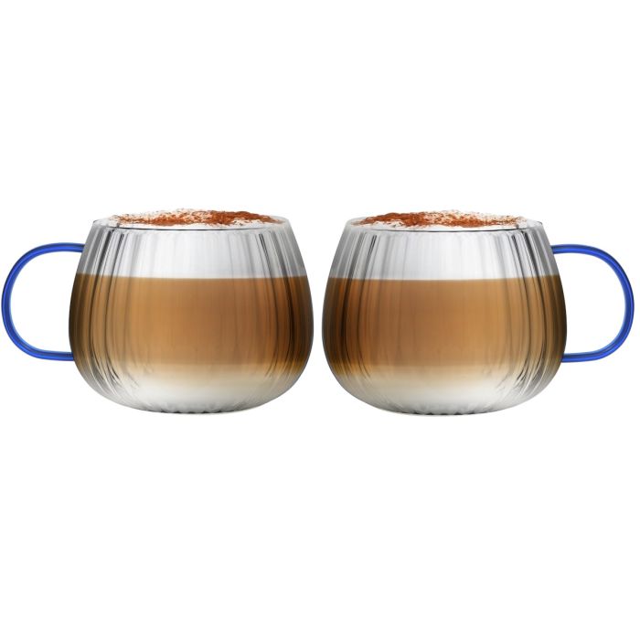 SET of 2 one wall glass with blue handle 350ml TULIP 1180