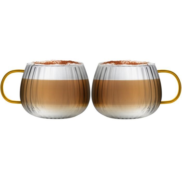 SET of 2 one wall glass with yellow handle 350ml TULIP 1227