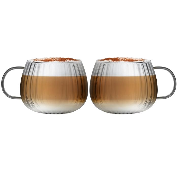 SET of 2 one wall glass with grey handle 350ml TULIP 1203
