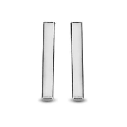 Silver earstuds 10x1.6mm bar rhodium plated