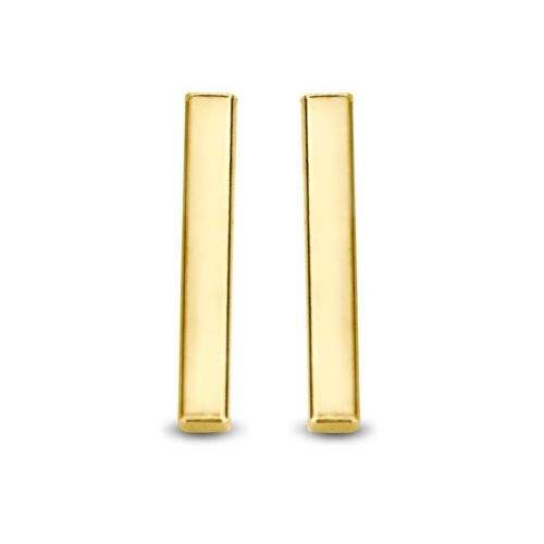 Silver earstuds 10x1.6mm bar gold plated