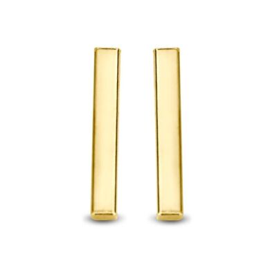 Orecchini a bottone in argento 10x1.6mm a barra placcati oro