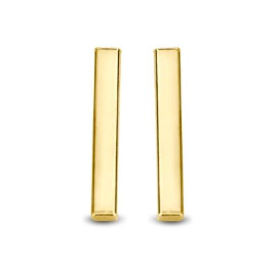Silver earstuds 10x1.6mm bar gold plated