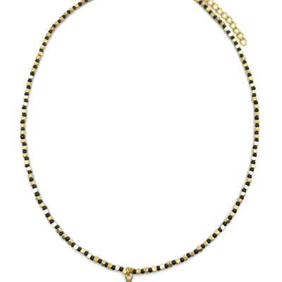 Necklace with Beads Black Cross