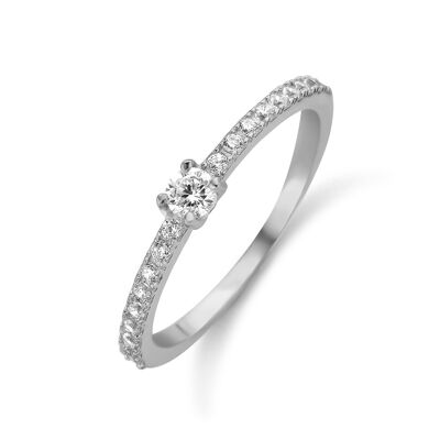 Silver ring with white zirconia rhodium plated