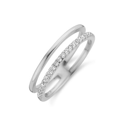 Silver ring with white zirconia rhodium plated