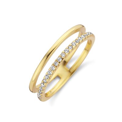 Bague en argent avec zircon blanc plaqué or