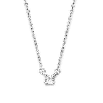 Silver necklace white zirconia 38+7cm rhodium plated