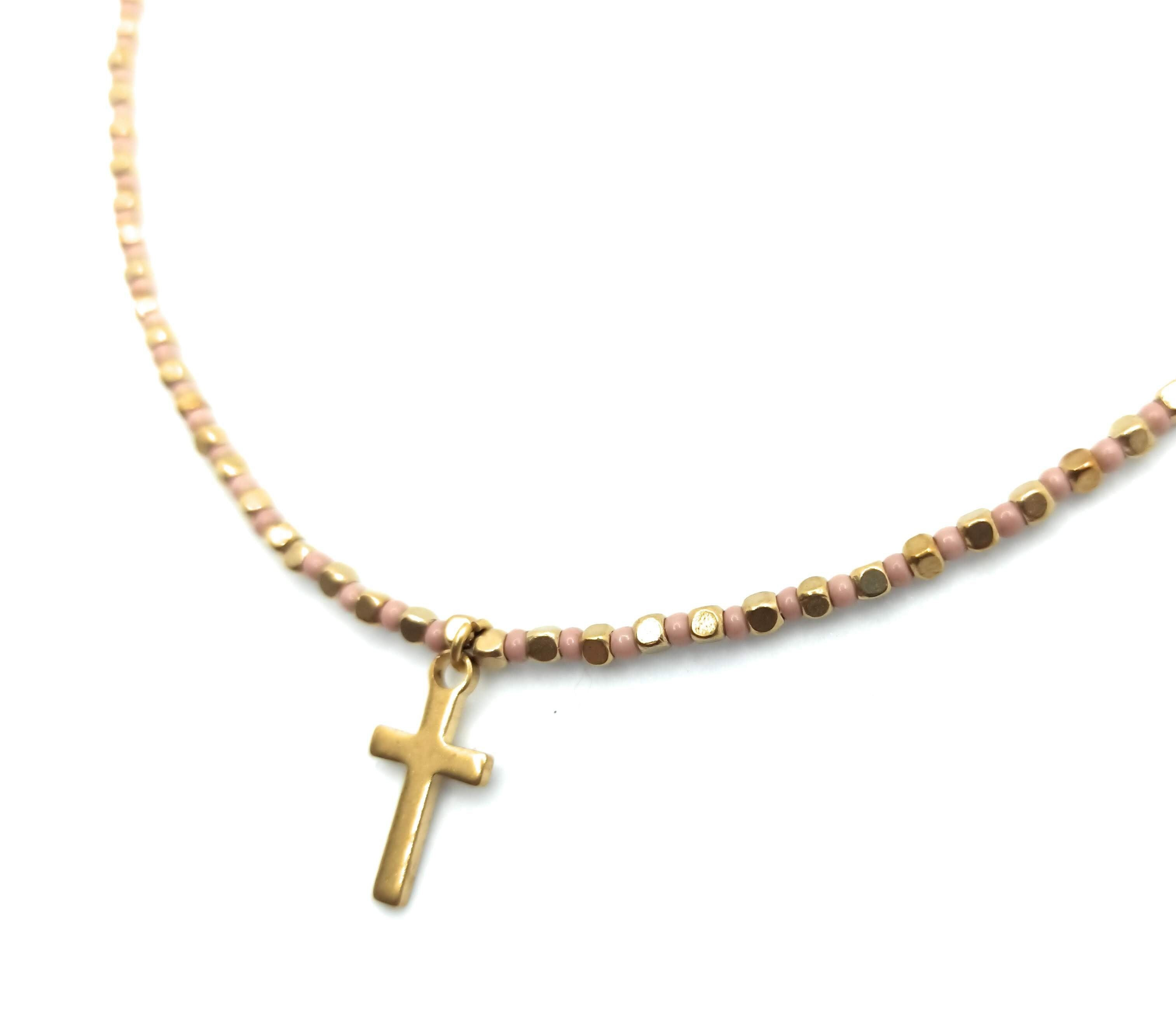 Collana con Perline Croce Nuda