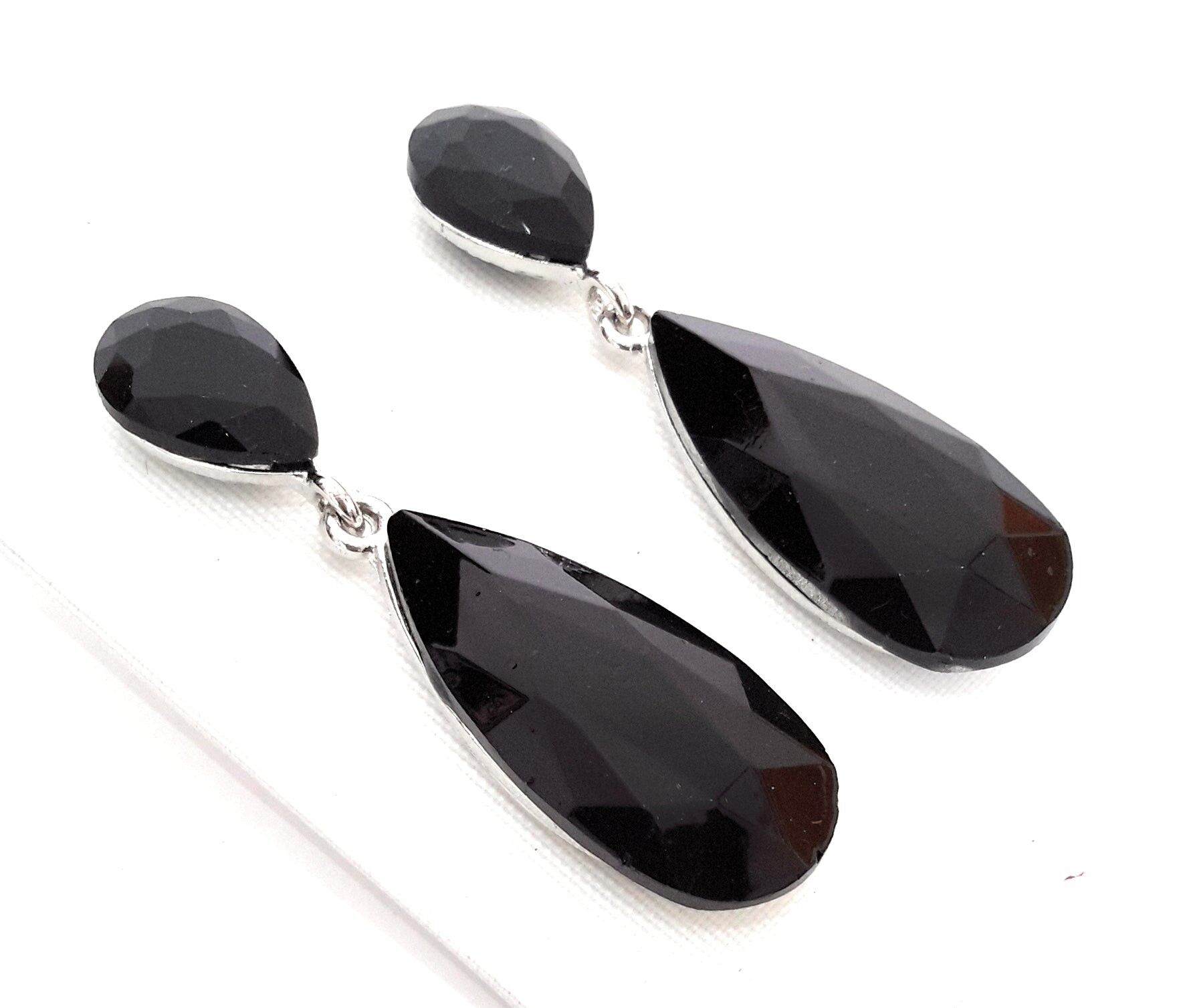 Orecchini Lunghi Cristalli Brillanti Neri