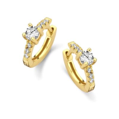 Silver earrings 10mm white zirconia gold plated